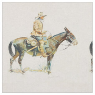Vintager Western-Cowboy auf Maultier-Gewebe Stoff