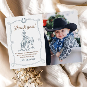 Vintager Western Cowboy Birthday Foto Dankeskarte