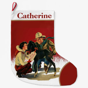 Vintager Western Cowboy Cowgirl Horst Weihnachten Großer Weihnachtsstrumpf