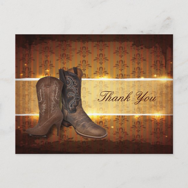 Vintager Western Cowboy Hochzeit danke Postkarte (Vorderseite)