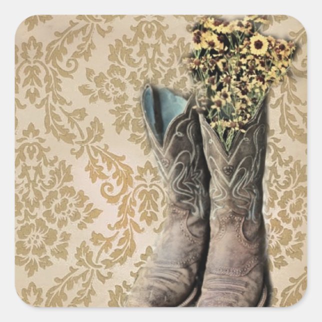 Vintager Western-Cowboy Quadratischer Aufkleber (Vorderseite)