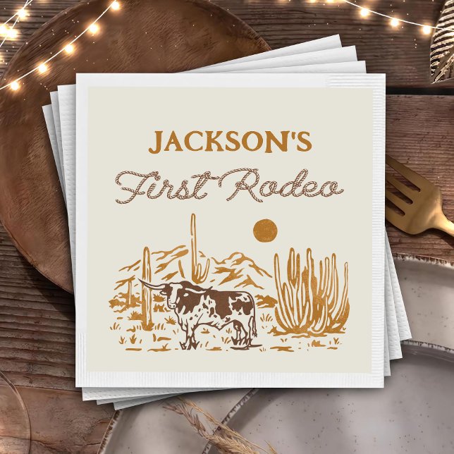 Vintager Western Cowboy Rodeo 1. Geburtstag Napkin Serviette (Von Creator hochgeladen)