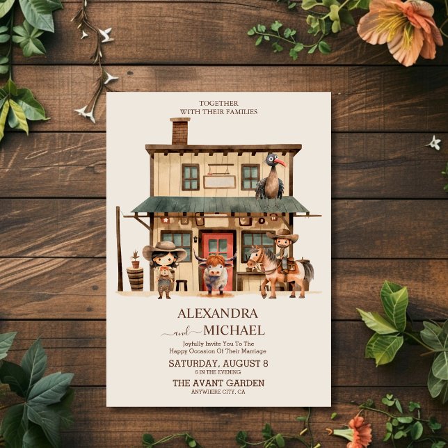 Vintager Western Cowboy Rustikale Landhochzeit Einladung (Von Creator hochgeladen)