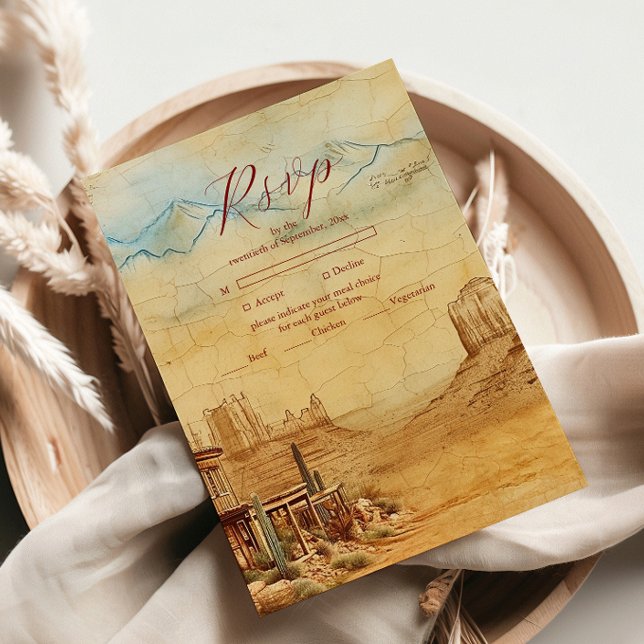 Vintager Western Cowboy Rustikale Landhochzeit RSVP Karte (Von Creator hochgeladen)