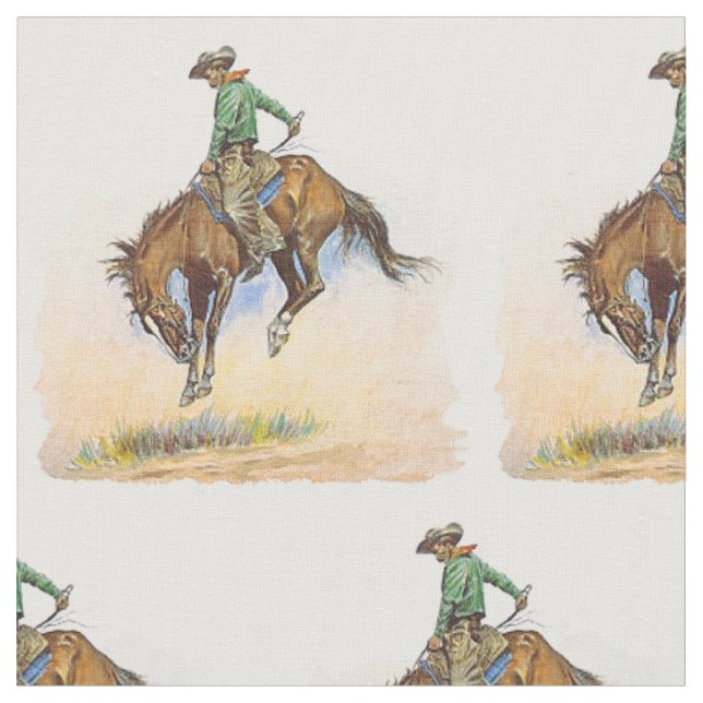 Vintager Western-Cowboy-sträubendes Pferdegewebe Stoff (Nahaufnahme)