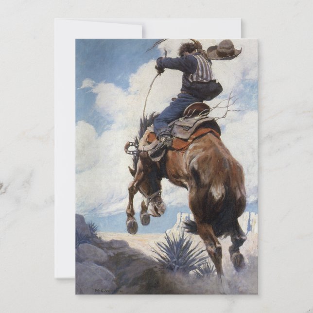 Vintager Western Cowboys, Bucking von NC Wyeth (Vorderseite)