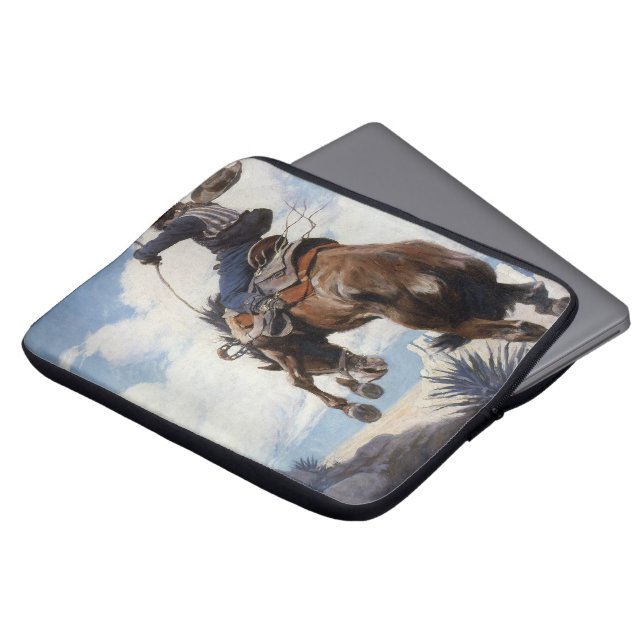 Vintager Western Cowboys, Bucking von NC Wyeth Laptopschutzhülle (Vorne Oben)