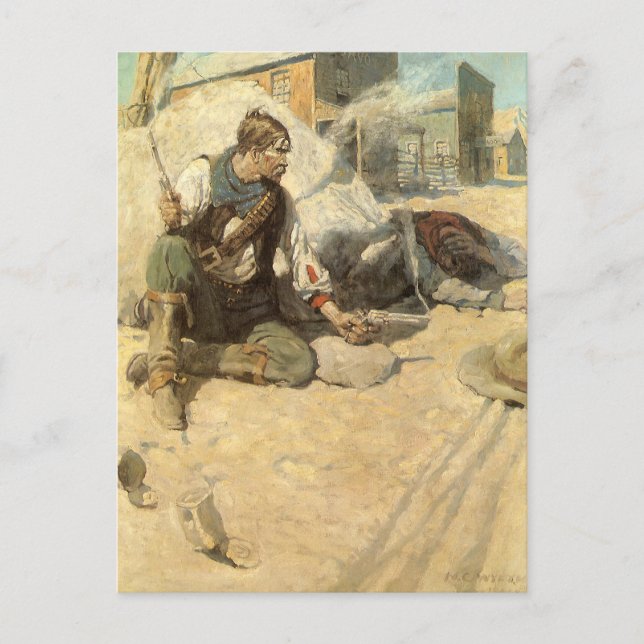 Vintager Western Cowboys, Hopalong by NC Wyeth Postkarte (Vorderseite)