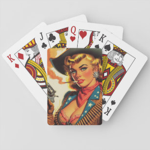 Vintager Western Cowgirl Button Up Spielkarten
