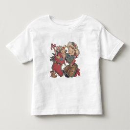 Vintager Western Cowgirl Kind und Weihnachts-Strum Kleinkind T-shirt