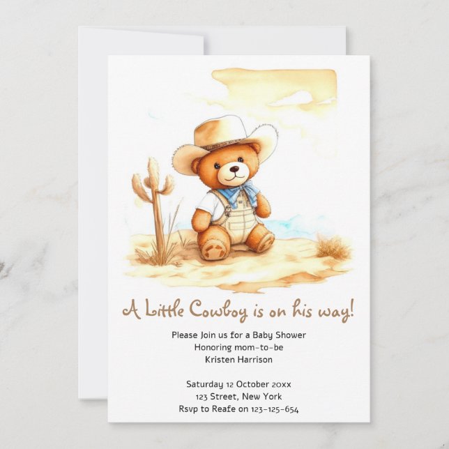 Vintager Western Delight Cowboy Baby Dusche Einladung (Vorderseite)