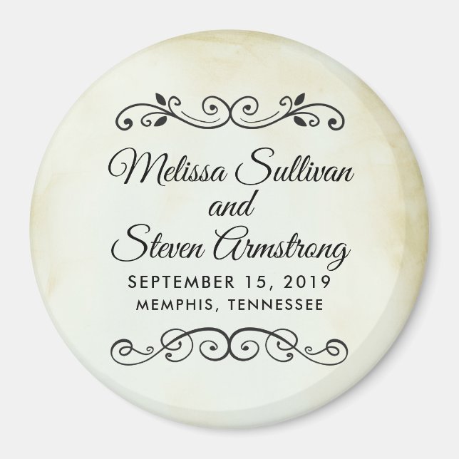 Vintager Western Hochzeit speichern Sie das Datum Magnet (Vorne)