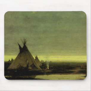 Vintager Western, Indisches Lager in der Morgendäm Mousepad