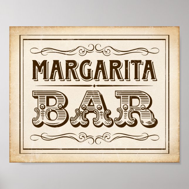 Vintager Western MARGARITA BAR signieren Poster (Vorne)