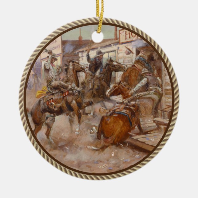 Vintager Western ohne Knochen Keramik Ornament (Vorne)