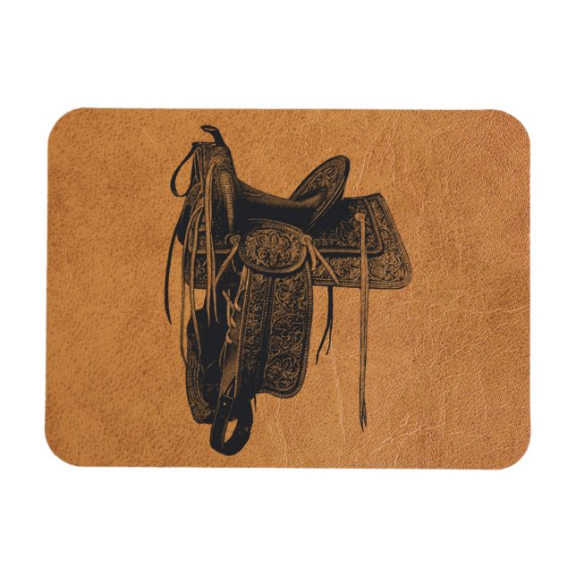 Vintager Western Pferdesattel flexibel Magnet (Horizontal)