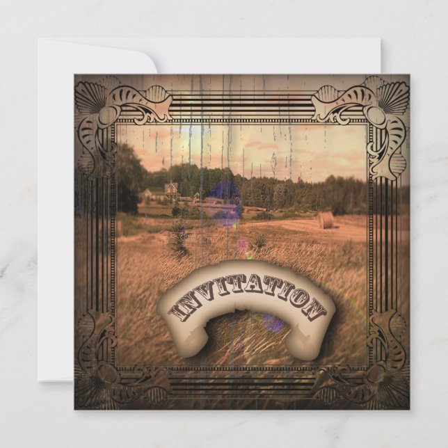 Vintager Western Rustikale Hochzeitsreise Einladung (Vorderseite)