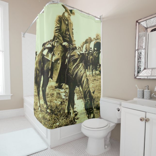 Vintager Western Texas Cowboy Wanderung Duschvorhang (Beispiel)