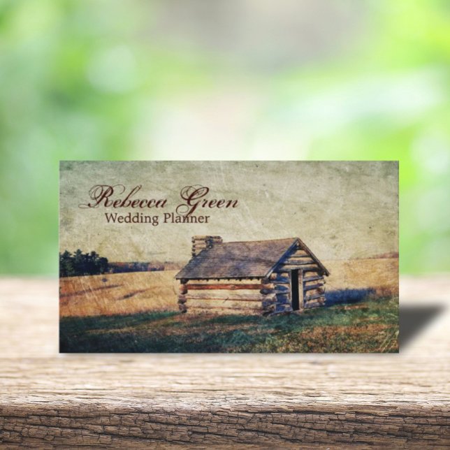 Vintager Western Visitenkarte (vintage western country log cabin farm business card)
