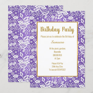 VINTAGER WHITE LACE GOLD JEDEN ANLASS GEBURTSTAG EINLADUNG