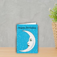 Vintager White Moon Face White Stars Geburtstag