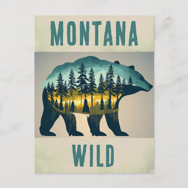 Vintager Wild-Montana-Bären Postkarte (Vorderseite)