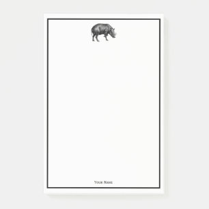 Vintager Wildschwein Zeichnend BW Post-it Klebezettel