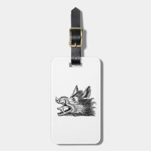Vintager Wildschweinkopf Zeichne BW Gepäckanhänger