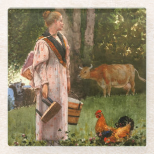 Vintager Winslow-Homer Das Milchmädchen Glasuntersetzer