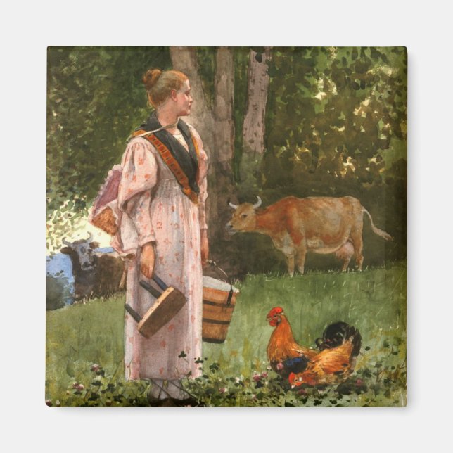 Vintager Winslow-Homer Das Milchmädchen Magnet (Vorne)