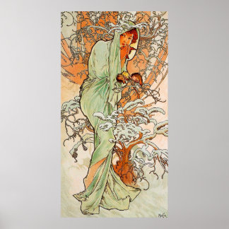 Vintager Winter von Alphonse Mucha Poster