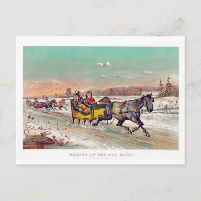 Vintager Winter Weihnachten Postkarte (Vorderseite)