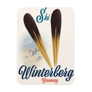 Vintager Winterberg Deutschland Skiposter Magnet