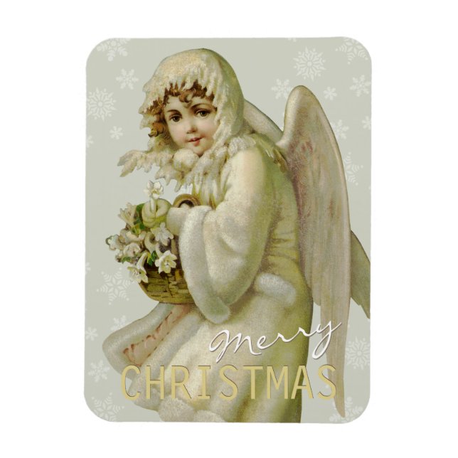 Vintager Winterengel CC0618 Weihnachtsmagnet Magnet (Vertikal)