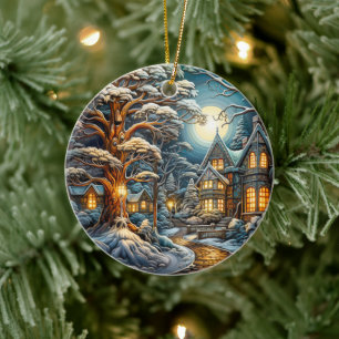 Vintager Winterferienurlaub Keramik Ornament