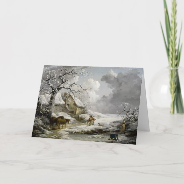 Vintager Winterlandschaft Weihnachtsdruck Feiertagskarte (Vorderseite)