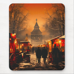 Vintager Winterschneemarkt Mousepad