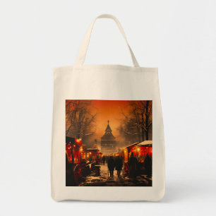 Vintager Winterschneemarkt Tragetasche