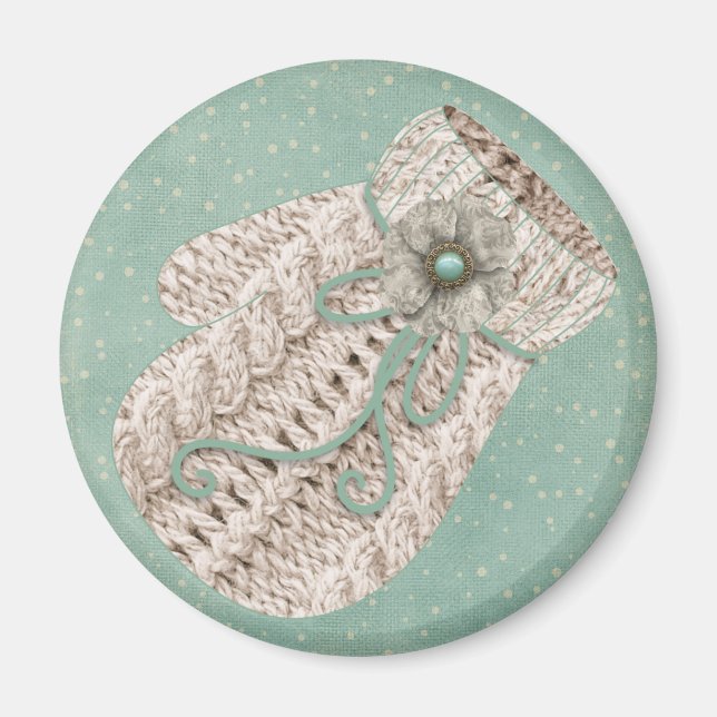 Vintager WinterseilStrick in Graublau Magnet (Vorne)
