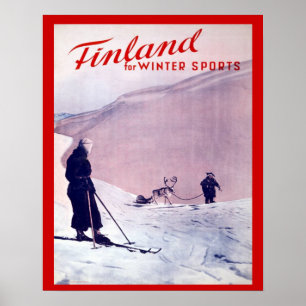 Vintager Wintersport, Finnland Poster