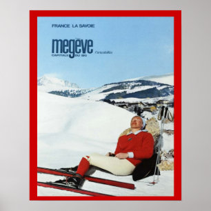 Vintager Wintersport, Frankreich, Savoie, Megeve Poster