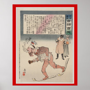 Vintager Wintersport, japanisches Skiplakat Poster