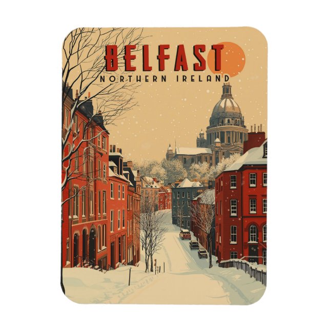 Vintager Winterurlaub Magnet (Vertikal)