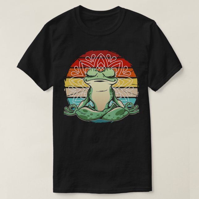 Vintager Witziger Yogafrosch, lustiger Frosch medi T-Shirt (Design vorne)