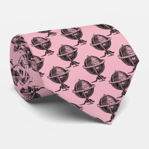 Vintager World Globe Lithograph, der BW Zeichne Krawatte