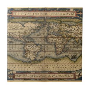 Vintager World Map Atlas Historisches Design Fliese