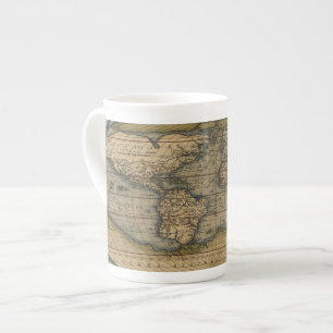 Vintager World Map Atlas Historisches Design Prozellantasse