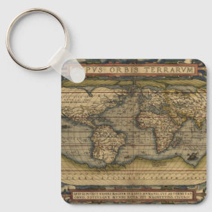Vintager World Map Atlas Historisches Design Schlüsselanhänger