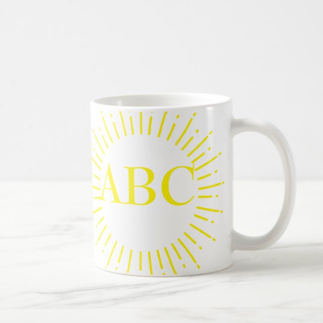 Vintager Yellow Sun Burg Custom Monogram Kaffeetasse (Rechts)