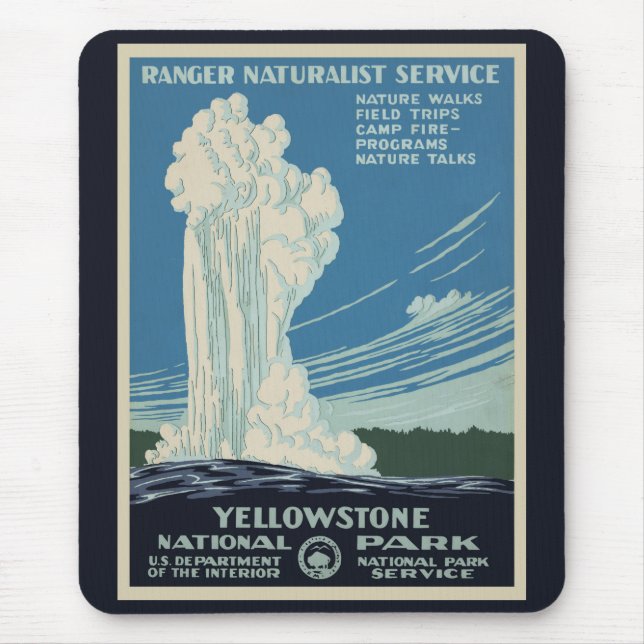 Vintager Yellowstone Nationalpark Alte Treue Mousepad (Vorne)